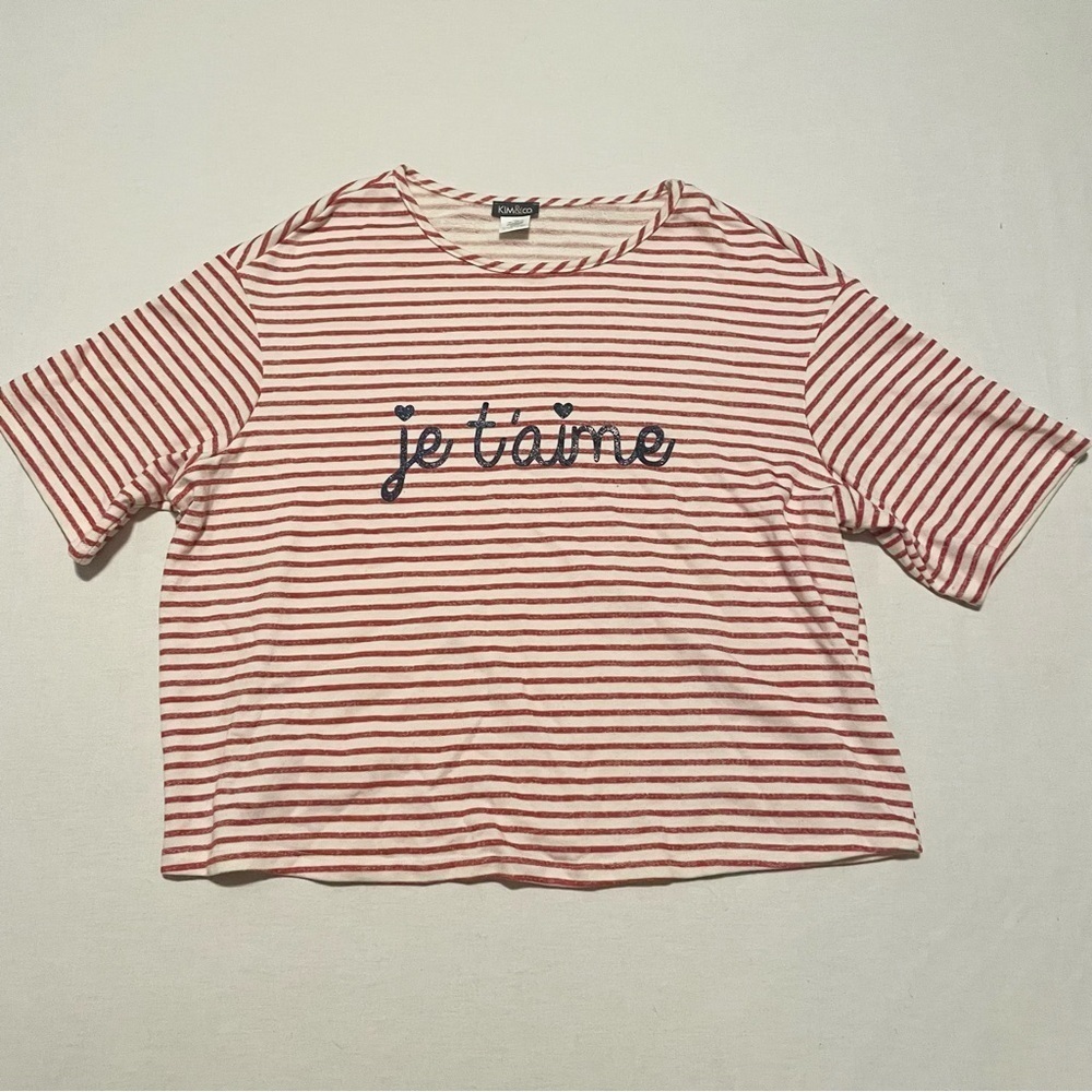 Kim & Co Je Tโaime Womens Cropped Tshirt Size 2XL
